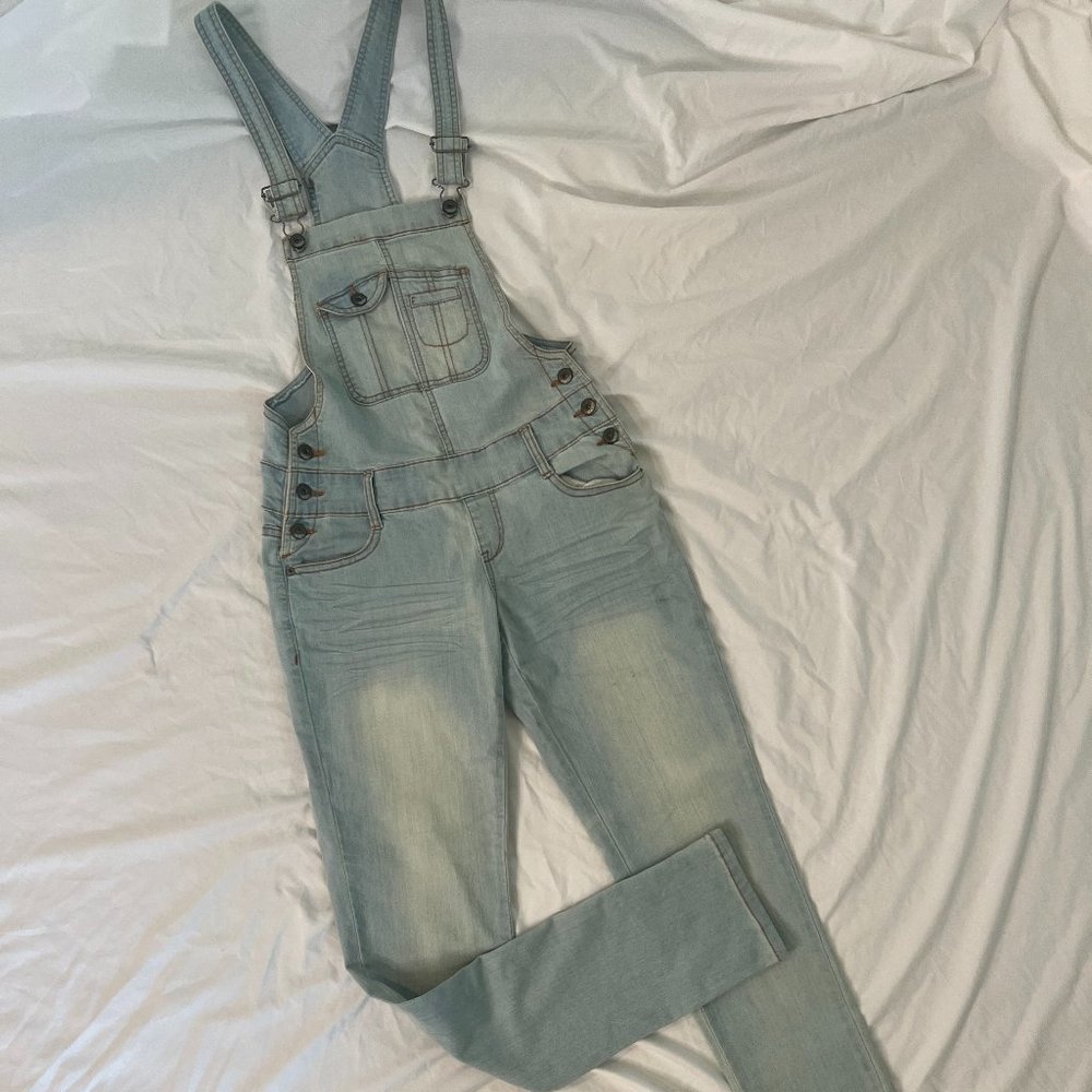 ChiQle Denim Architect Overalls Women's Light Blue Denim Jumpsuit - Small